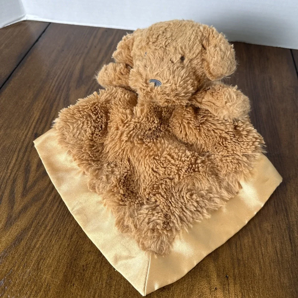Cloud Island  Puppy Dog Lovey Security Blanket Brown Satin Trim 14